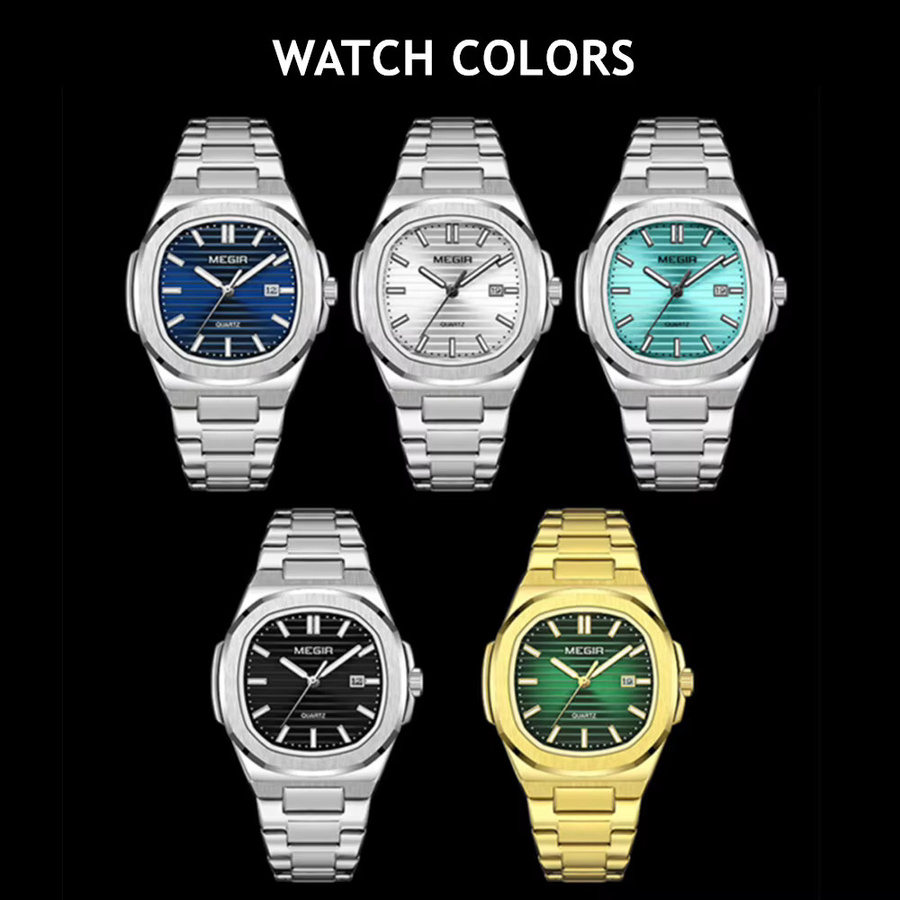 MEGIR Armbanduhr, Quarz, Edelstahl, Schwarz, Herren - Bild 3