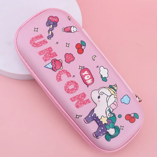 3D Candy Unicorn Federmäppchen aus Polyester in Pink mit drei Fächern und Reißverschluss - Bild 1