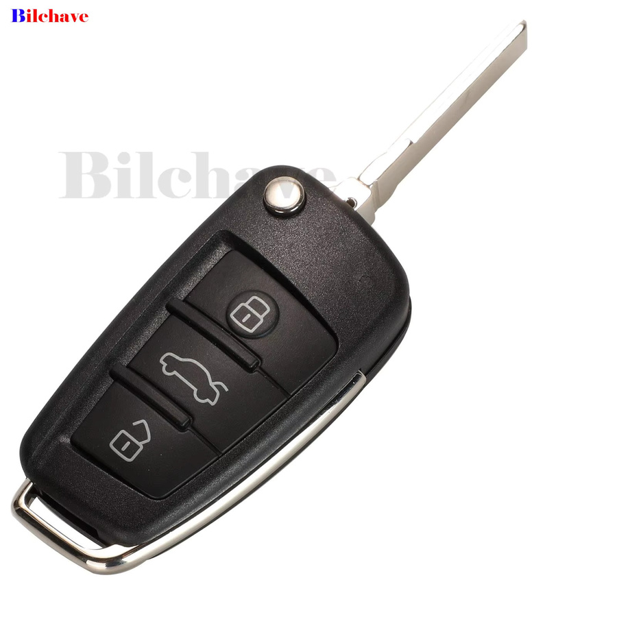 Jingyuqin Keyless Go Ersatzschlüssel für Audi Q3 2012-2017, 433MHz ID48 Chip, 3 Tasten, Klappbarer Auto-Smart-Fernschlüssel in Schwarz - Bild 2