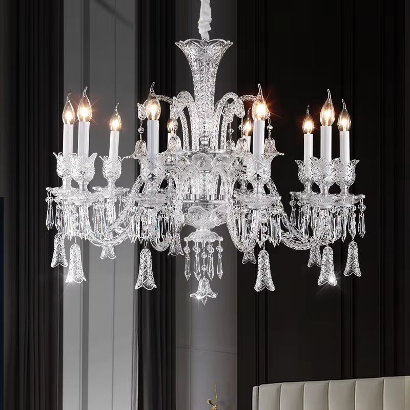 AL.HaffaR Luxus Kristall Kronleuchter in Transparent mit warmweißem Licht für Wohnzimmer und Foyer - Bild 2
