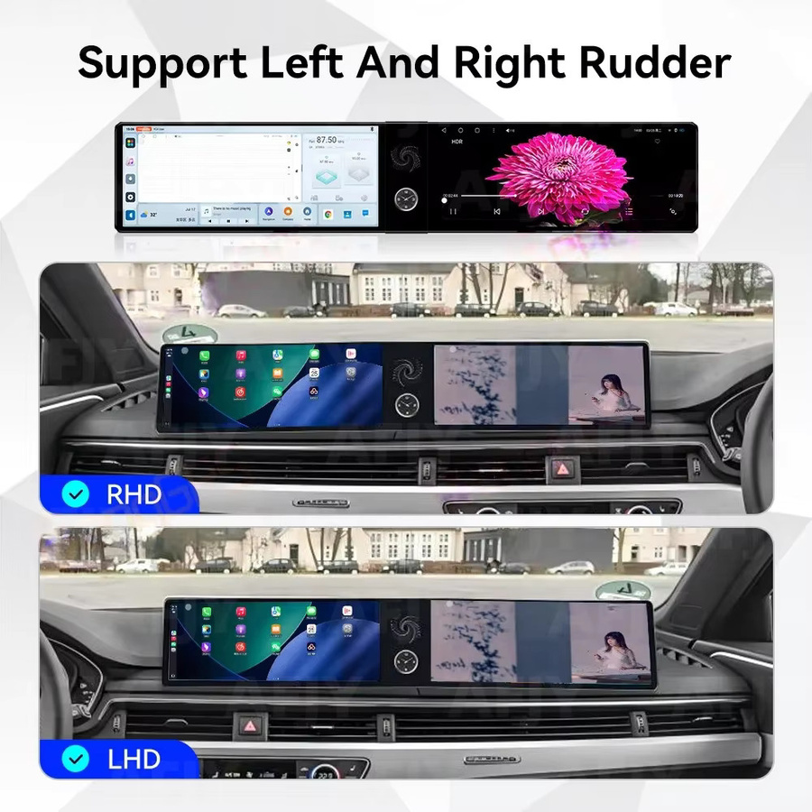 YANFU Dual Screen Android 14 Multimedia Player mit 12,3 Zoll Display und GPS Navigation für Audi A4 A4L 2016-2020 in Schwarz - Bild 3