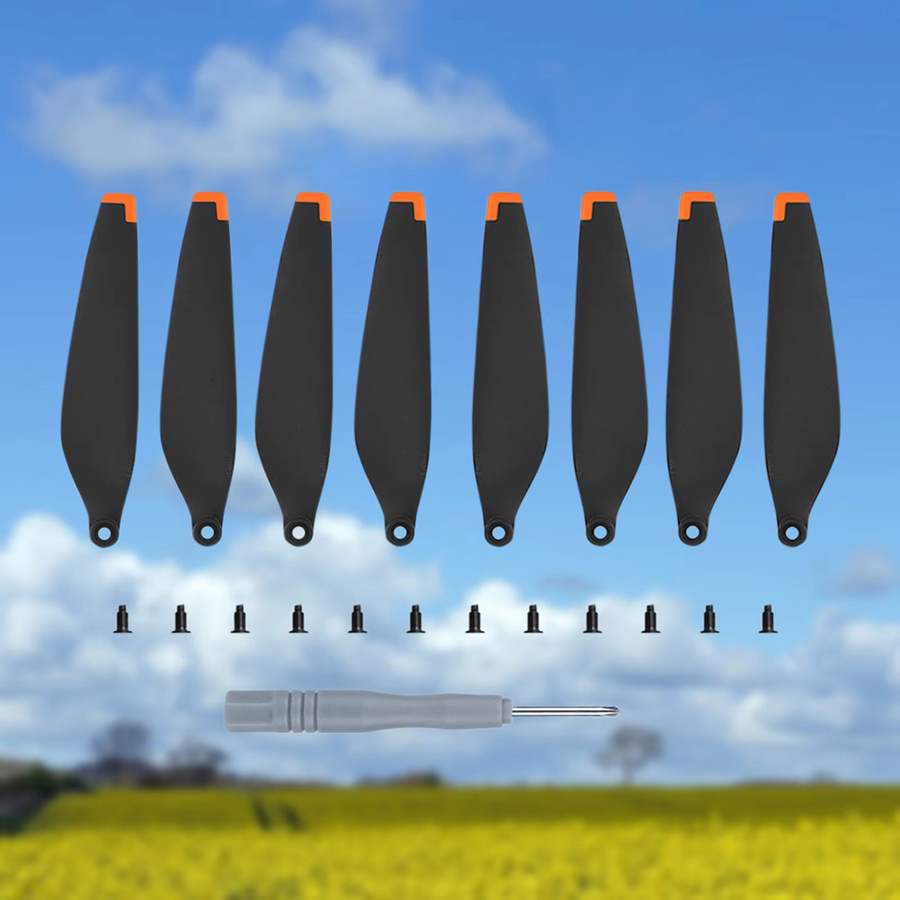 DJI Mini 3 Ersatzpropeller Set mit Schrauben, 8 Stück Mini Propeller Flügel Klingen in Schwarz und Orange - Bild 3