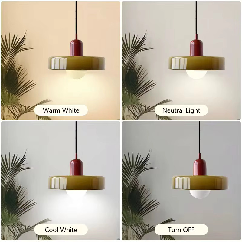 HAULVANG Pendelleuchte im skandinavischen Design, bunte E27 Hängelampe für Küche und Flur, Zylinderform - Bild 2