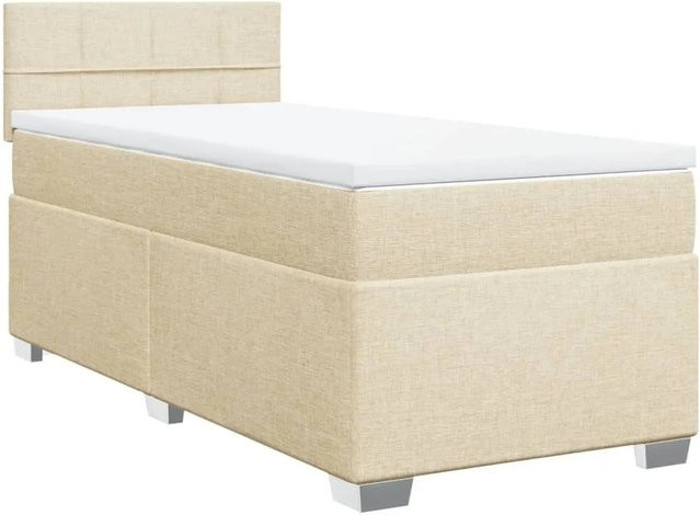 vidaXL Boxspringbett Hybrid mit Matratze und Taschenfederkern in Beige und Weiß, B/T: 90 x 200 cm - Bild 1