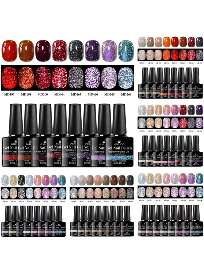 MSRUIOO Glitter Gel Nagellack Set, 8 Stück, Reflektierend, Glänzend - Bild 6