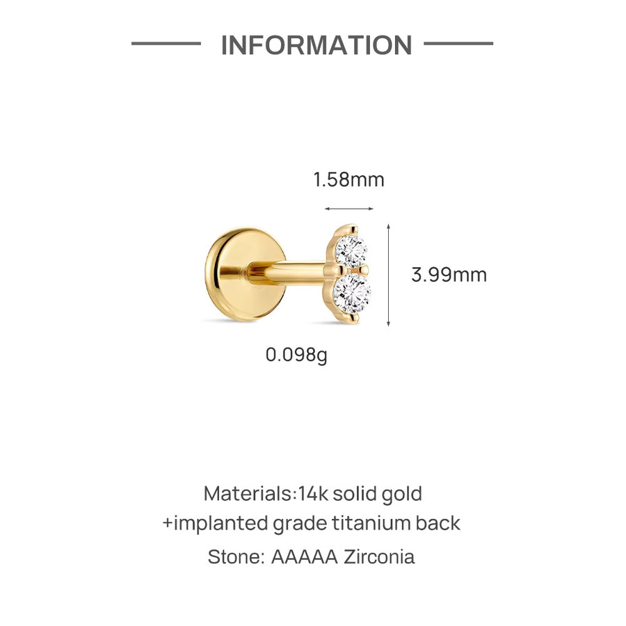 CANNER Piercing Ohrring, Titan, Gold, Zirkonia, Damen - Bild 3