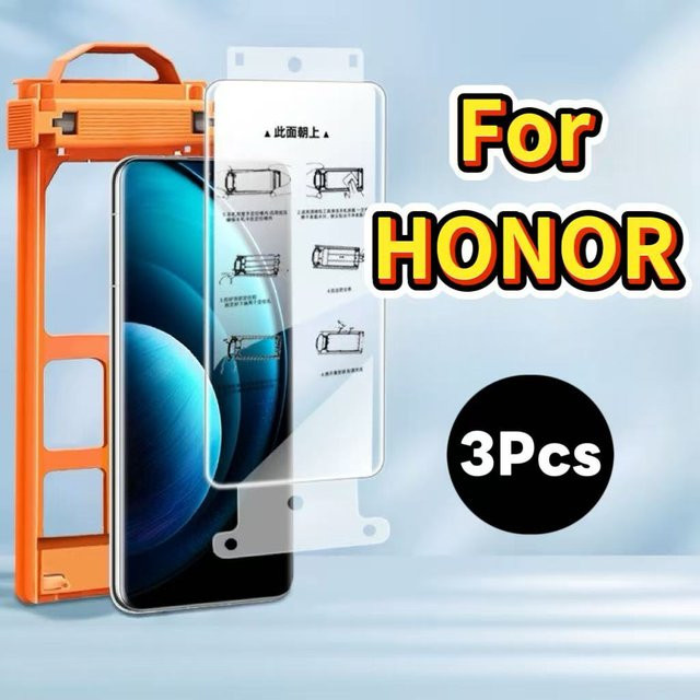 3er-Pack Keramikfolien-Displayschutzfolie für HONOR Magic 7 6 Pro 90 100 200 300 Ultra 400, transparent, inklusive Positionierungsset - Bild 1
