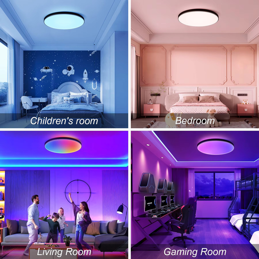 LANGYUE Moderne LED-Deckenleuchte in Weiß, Dimmbare RGB Ring-Deckenlampe mit Fernbedienung für Wohnzimmer, Schlafzimmer und Flur - Bild 4