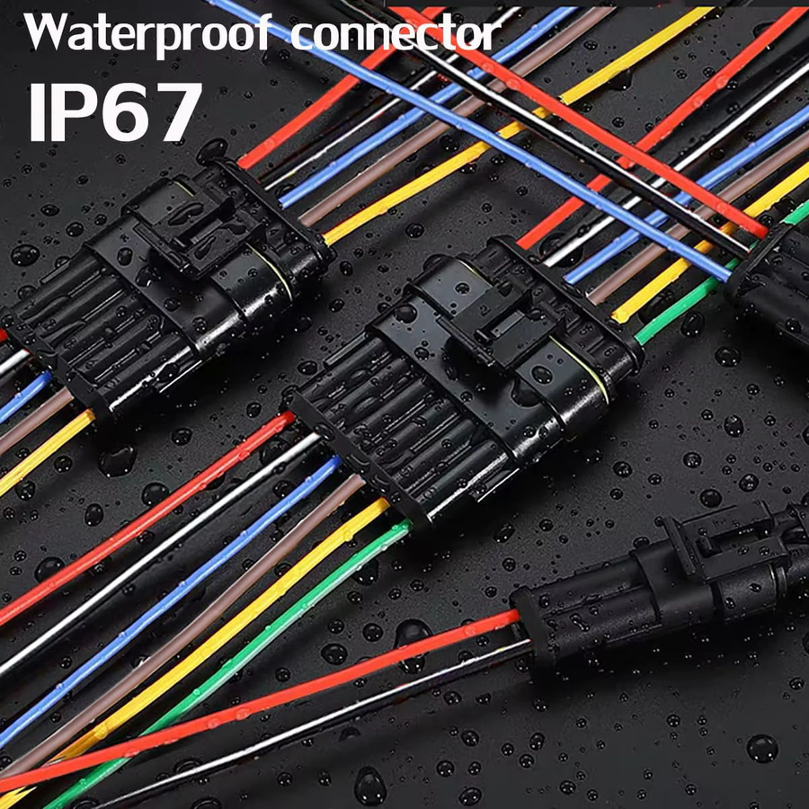 AOKIN 5 Stück 3-Pin-Steckverbinder wasserdicht männlich-weiblich in Schwarz für 16 AWG Kabel für Auto LKW und Boot - Bild 2