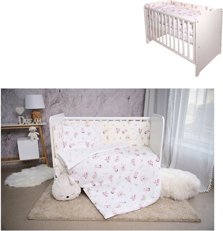 Lorelli Babybettwäsche Set Smile 6-teilig in Beige mit Bettdecke 140 x 95 cm, Kissen 43 x 35 cm und Laken für Bett 120 x 60 cm