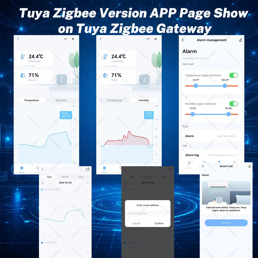 Zigbee Temperatursensor für Smart Home IoT-Geräte in Weiß, kompatibel mit Yandex Alexa, Home Assistant, Zigbee2mqtt und SmartLife Tuya - Bild 2
