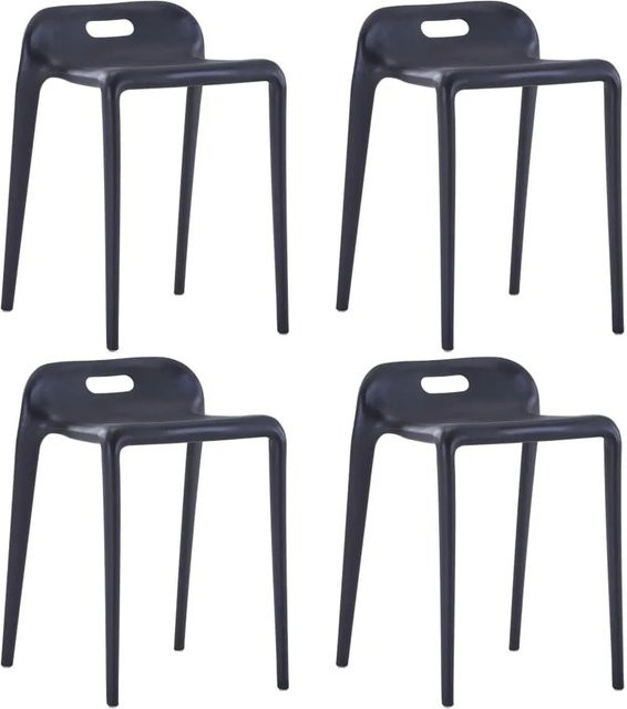 vidaXL Stapelbare Hocker 4er Set aus Polypropylen in Schwarz, B/T/H: 41,0 x 36,5 x 48,0 cm - Bild 1