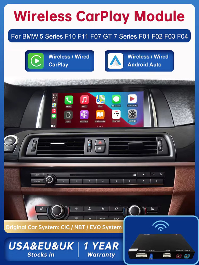 Road Top Drahtloses CarPlay Interface für BMW 5er und 7er Serie CIC NBT EVO mit Mirror Link und AirPlay in Schwarz - Bild 4