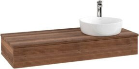 V&B Waschtischunterschrank Antao mit Frontstruktur und Beleuchtung, Farbe Walnuss/Weiß, B/T/H: 120 x 50 x 19 cm - Bild 1