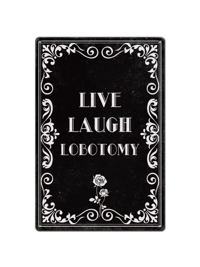 SUPERDANT Blechschild Live Laugh Lobotomy in Schwarz, Vintage Gothic Metalldekor für deine Wand, B/H: 30 x 20 cm - Bild 5