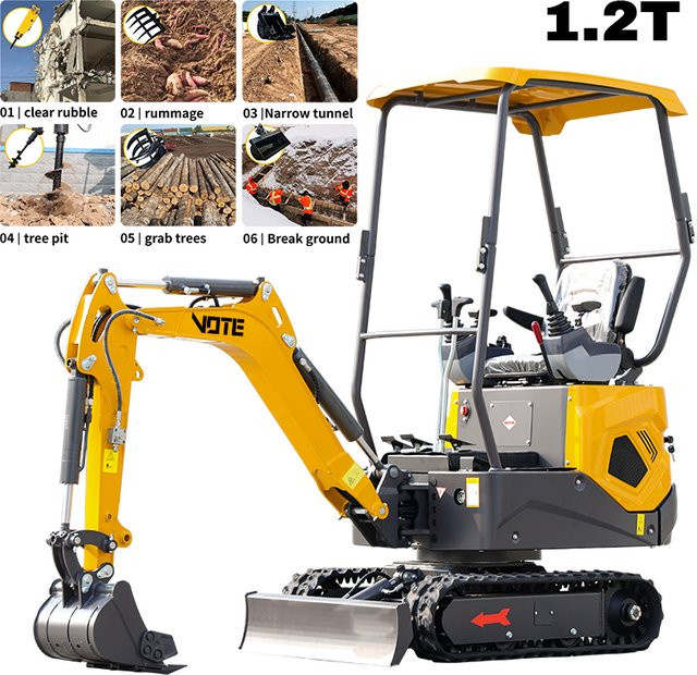 Gelber Mikrobagger Crawler Minibagger mit CE EPA EURO5 Zertifizierung für 1 Tonne bis 2 Tonnen - Bild 1
