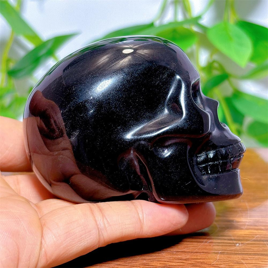 Schwarzer Obsidian Schädel von MOMO MARKET in Gotik-Design für Halloween und Tag der Toten - Bild 3