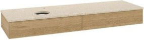 V&B Waschtischunterschrank Antao ohne Frontstruktur, Wandhängend, Eckenform, Farbe: Eiche Honig/Braun, B: 160 cm, T: 50 cm - Bild 1