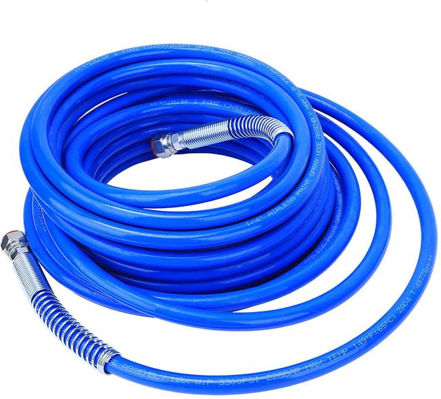 Airless-Spritzpistole mit 1/4 Zoll Farbspritzschlauch aus flexiblem Faserschlauch, 13 Meter, Blau - Bild 1