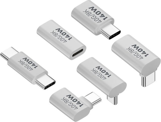 OOTDTY USB C Konverter 40 Gbit/s USB 4.0 Typ C Adapter 180/90 Grad rechtwinklig mit Audio, Daten und Ladung Unterstützung - Bild 1