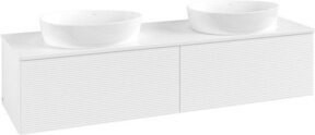V&B Waschtischunterschrank Antao mit Frontstruktur und Beleuchtung, Farbe: Weiß, B: 160 cm, T: 50 cm - Bild 1