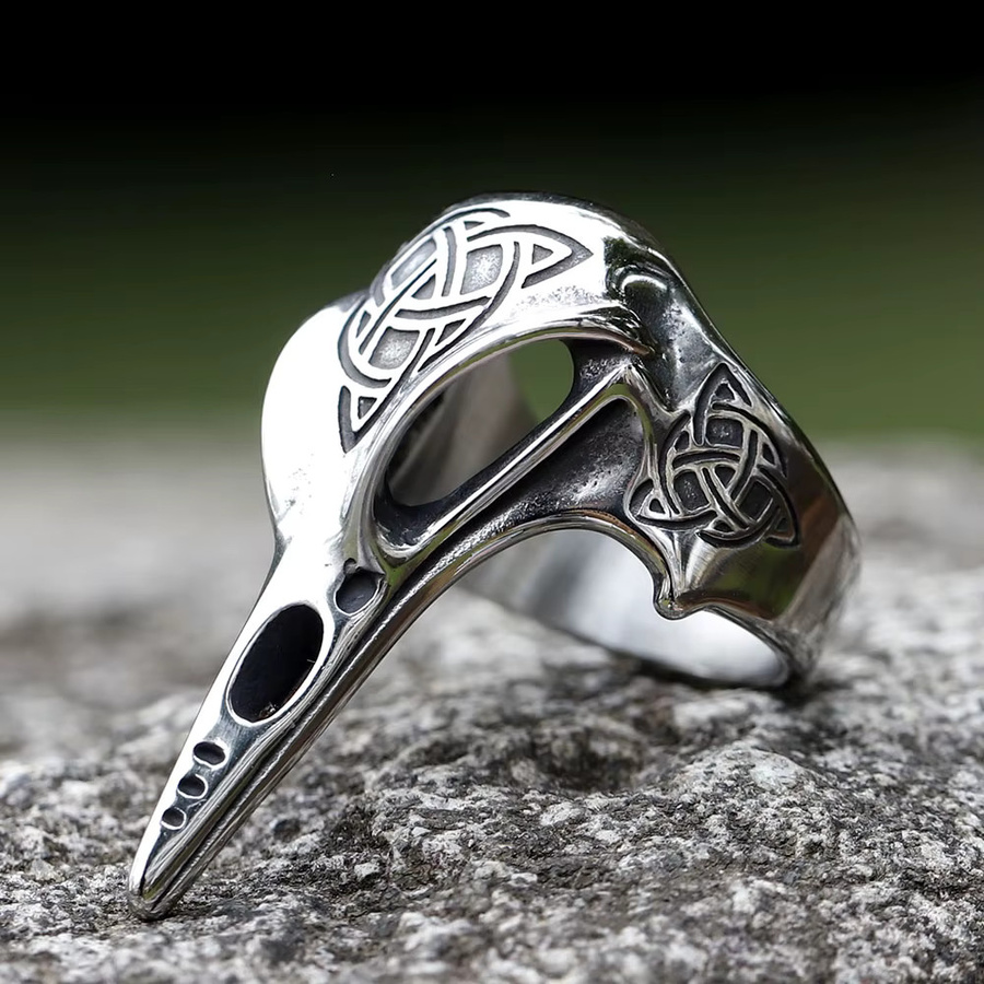 Herrenring Totem-Ring, keltischer Knoten, Rabenkopf - Bild 2