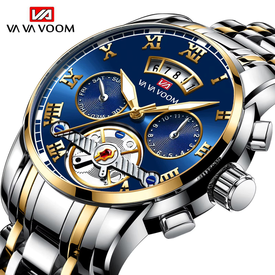 VA VA VOOM Armbanduhr Edelstahl, Analoguhr, Blau, Herren - Bild 6
