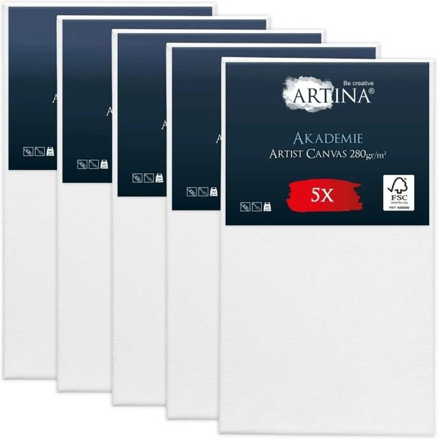 Artina Akademie Keilrahmen Set aus FSC Holz in Weiß, 5-teilig, B: 80 cm x H: 140 cm - Bild 1