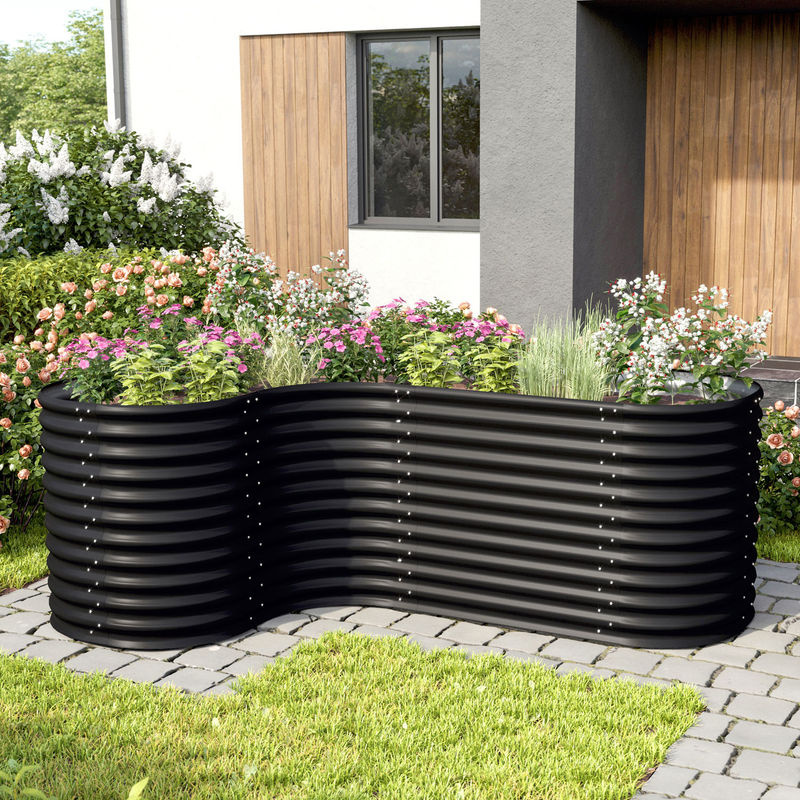 Vitavia Hochbeeterweiterung Curve für Vita 858 aus Zincalume Stahlblech, Schwarz, B/T/H: 80 x 80 x 86 cm - Bild 3