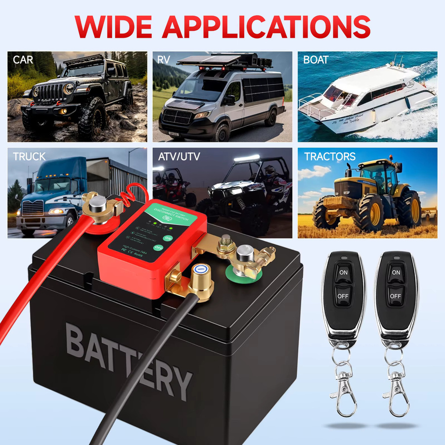 MINESPEED Smart Batterie-Trennschalter mit Fernbedienung 12V 240A in Rot zur Diebstahlprävention und Vermeidung von Batterieentladung für Auto, Lkw und RV - Bild 5