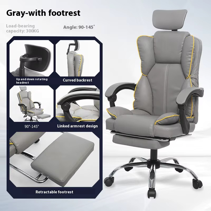 Ergonomischer Gaming-Stuhl und Chefsessel in Grau mit Metallgestell für dein Büro oder Zuhause - Bild 3