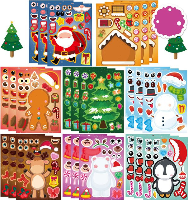 Charile Kawaii Weihnachten Puzzle Aufkleber, 8/16 Blatt - Bild 1