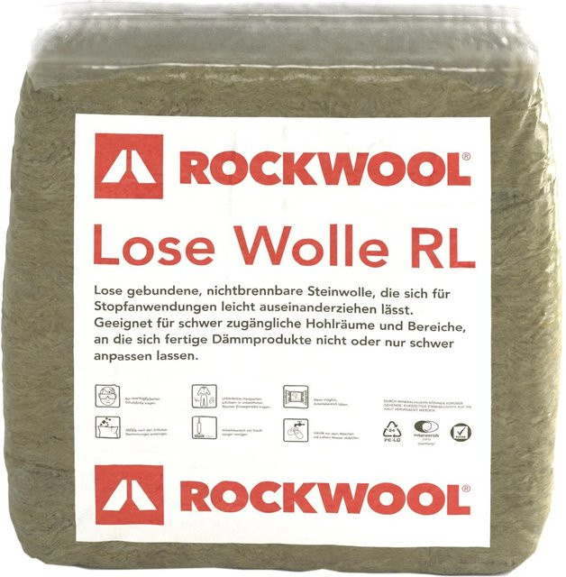Rockwool A1 Lose Stopfwolle aus Naturstein Mineralwolle 30 kg - Bild 1