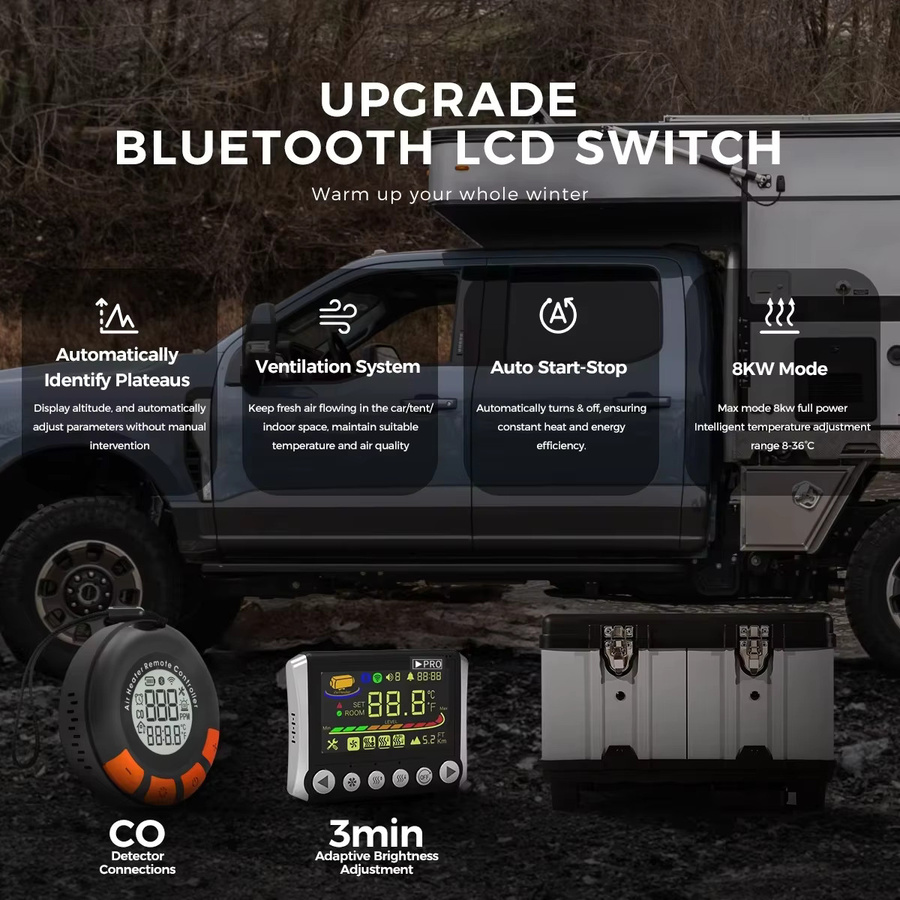 Sunster TB10PRO 8KW Diesel-Lufterhitzer mit Bluetooth-App, Belüftungsmodus und CO-Monitor für Camping, Boot und Fahrzeug, 12V/24V/220V - Bild 3