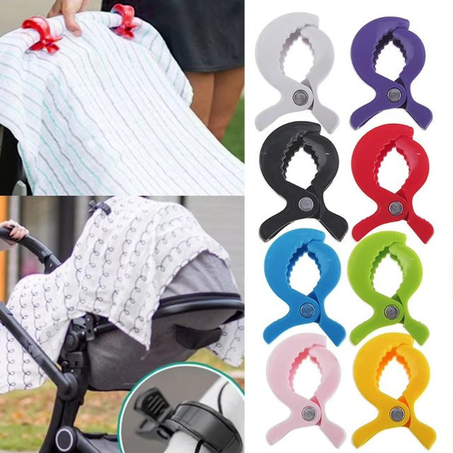 Kinderwagen-Zubehör Set mit Alligator-Clips und tragbaren Haken für Babyautositze, Mehrfarbig - Bild 1