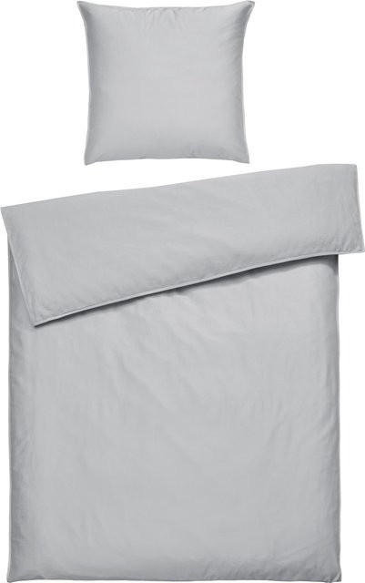 Bettwäsche EMMA casa NOVA aus Mako-Satin in Grau, bestehend aus Bettbezug und Kopfkissenbezug, Breite: 135 cm, Tiefe: 200 cm, Kopfkissen: 80 x 80 cm - Bild 1