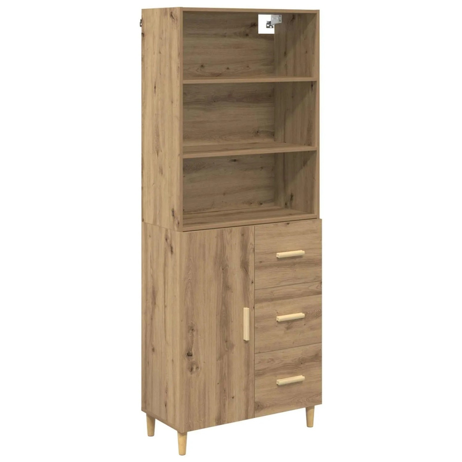 vidaXL Highboard Artisan-Eiche in Braun mit Türen und Schubladen, B/T/H: 69,5 x 32,5 x 180 cm - Bild 2
