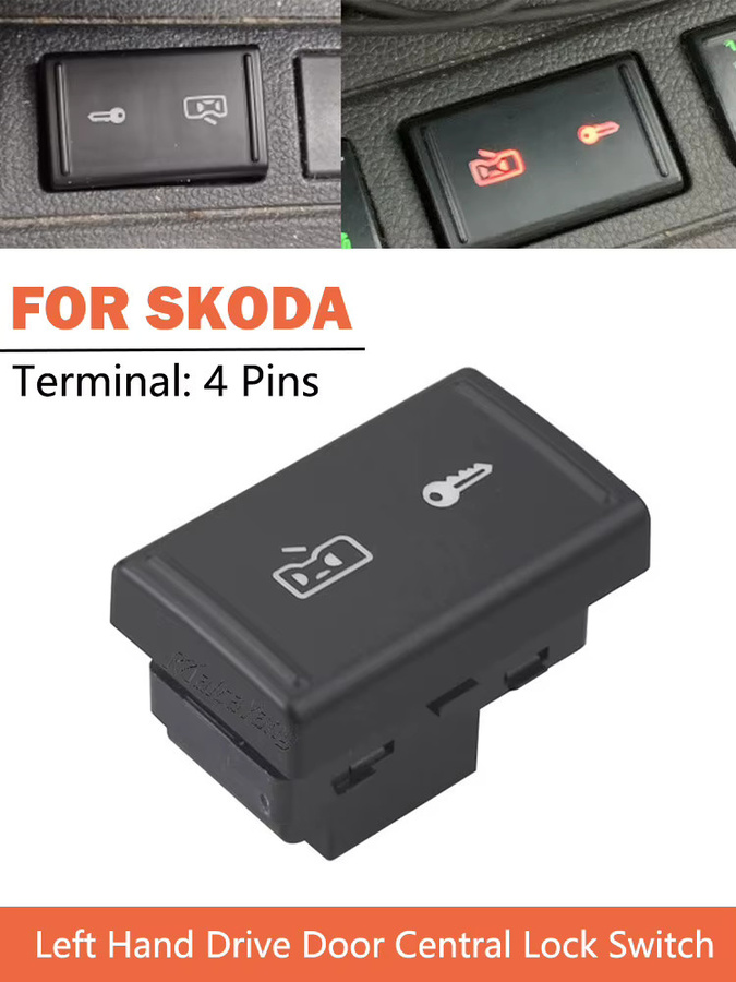 Malcayang Zentrale Türschloss Schalter für Skoda Fabia 2007-2015 und Roomster 2006-2015, Farbe: Schwarz, Ersatzteil 5JD962125A - Bild 3