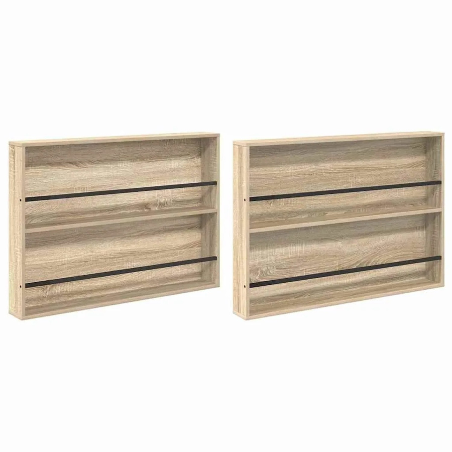 vidaXL Magazinregal 2er Set Sonoma-Eiche, Wandmontage, modern minimalistisch, B/T/H: 100 x 12 x 70 cm - Bild 2