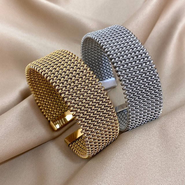 ALLYES Manschettenarmband, Edelstahl, Gold, Vintage, Unisex - Bild 1