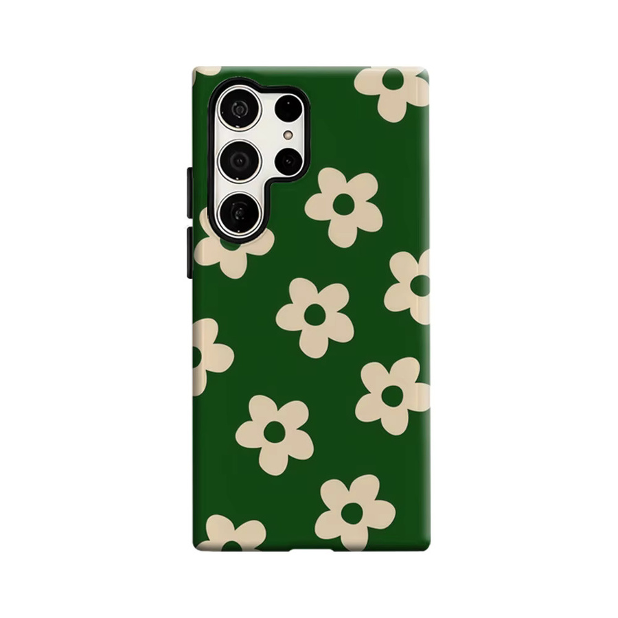 Stoßfeste Handyhülle mit grünem Vintage-Blumenmuster für Samsung Galaxy S25 Ultra, S24 und S23 Ultra Plus, robuste Doppelschicht-Rückabdeckung - Bild 6