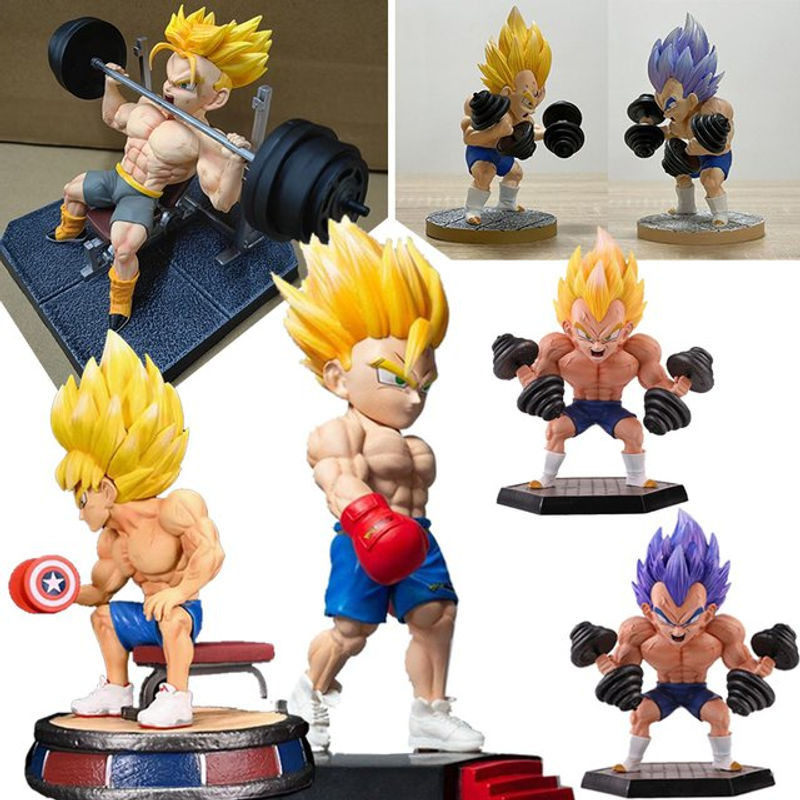 Bandai Dragon Ball Z Sammelfigur Trunks Vegeta Goku Bodybuilding Fitness Motiv in Mehrfarbig - Bild 1