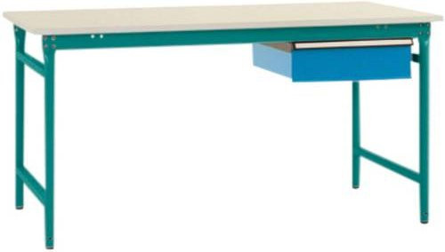 Manuflex BB5251.5021 Komplett-Beistelltisch BASIS stationär mit Melamin-Platte und Einzelschubfach in Blau/Mehrfarbig, B/T/H: 150 x 80 x 78 cm - Bild 1
