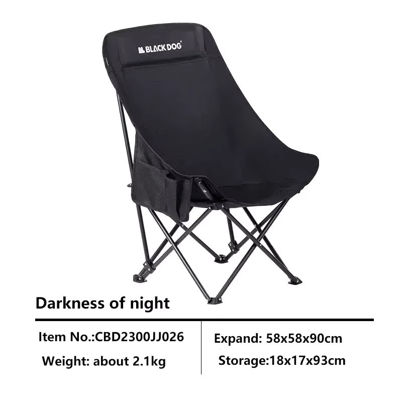 BLACKDOG Outdoor-Klappstuhl in Schwarz mit Polsterung und Kreuzstütze für Camping und Angeln - Bild 3