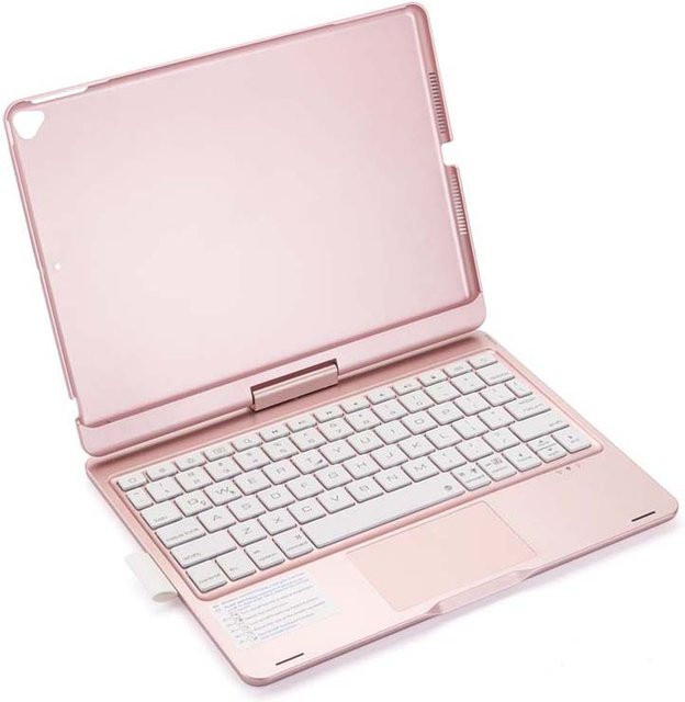 Market-5 iPad 10,2 Zoll Hülle mit Bluetooth-Tastatur, Stifthalter und RGB-Hintergrundbeleuchtung, drehbarer Klappständer für iPad 7., 8. und 9. Generation, Rosa - Bild 1