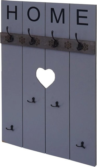 Wandgarderobe MCW C89 Home aus Paulowniaholz im Shabby-Look Vintage mit 8 Haken, grau-blau, B: 91 cm, H: 60 cm - Bild 2