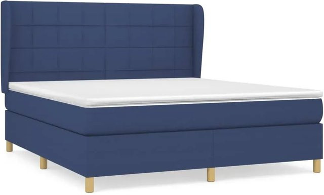 vidaXL Boxspringbett Hybrid mit Matratze und Kopfteil, Blau, B/T/H: 180 x 200 x 128 cm - Bild 1