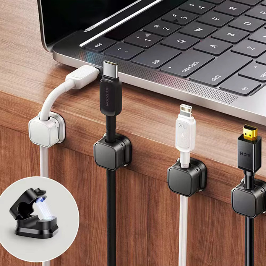 Magnetische Kabel Clips zur Kabelorganisation unter dem Schreibtisch, Schwarz, 6 oder 12 Stück - Bild 2