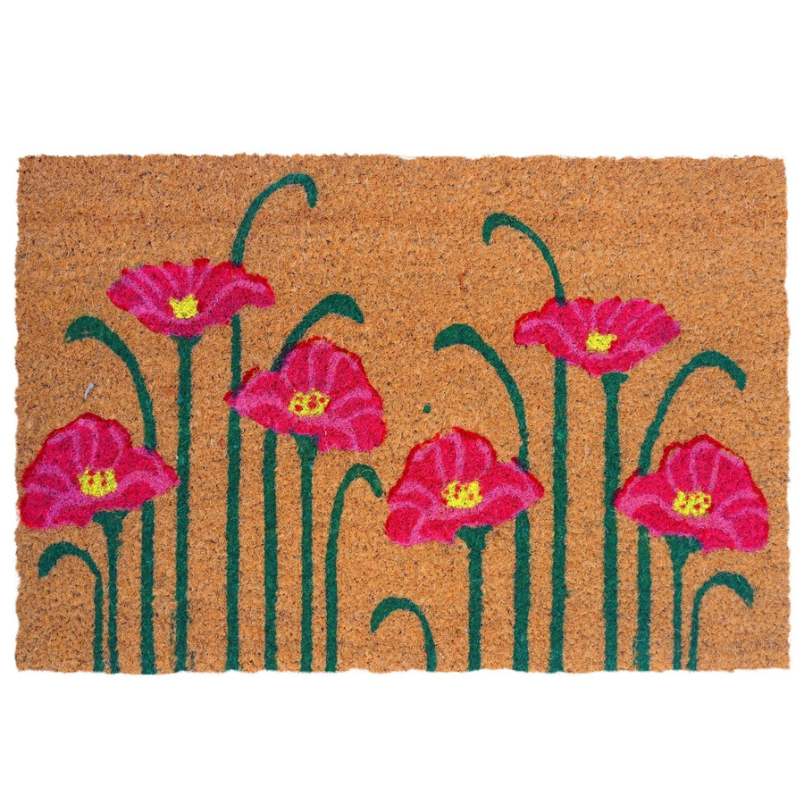 Relaxdays Fußmatte aus Kokosfaser und PVC mit Pflanzenmotiv in Natur, rutschfest und witterungsbeständig, B/T/H: 60 x 40 x 1,5 cm - Bild 2