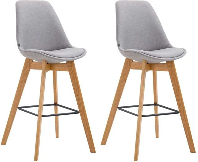 2er Set Barhocker DELUKE GIKAR in Grau mit Lehne und Stoffbezug, B/T/H: 48 x 56 x 112 cm - Bild 1